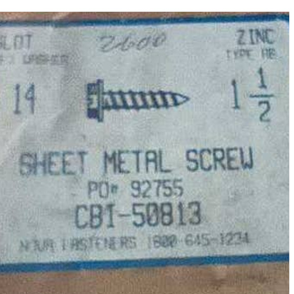 Lot of 50  #14 x 1-1/2" Self Tapping Sheet Metal Screws, Slotted Hex Washer Head - Picture 5 of 5